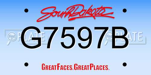 G7597B South Dakota License Plate