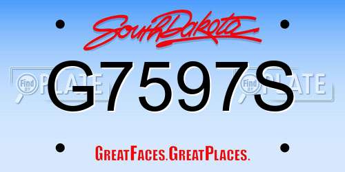 G7597S South Dakota License Plate