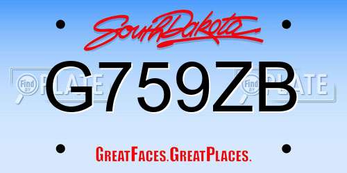 G759ZB South Dakota License Plate
