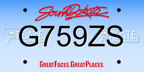 G759ZS South Dakota License Plate