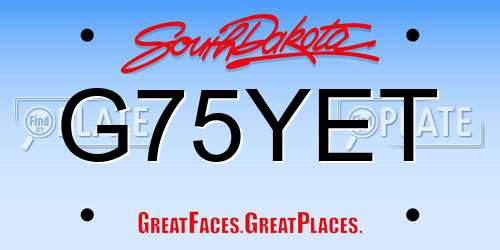 G75YET South Dakota License Plate