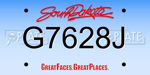 G7628J South Dakota License Plate