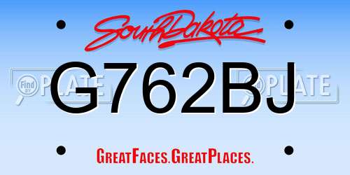 G762BJ South Dakota License Plate