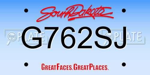 G762SJ South Dakota License Plate