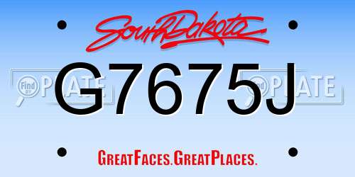 G7675J South Dakota License Plate