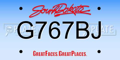 G767BJ South Dakota License Plate