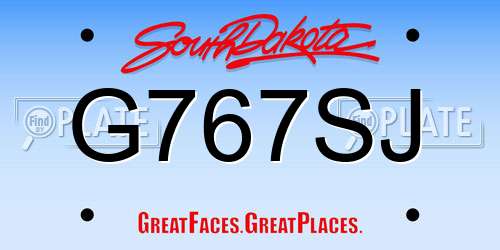 G767SJ South Dakota License Plate