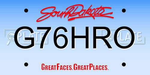 G76HRO South Dakota License Plate