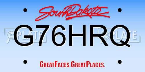 G76HRQ South Dakota License Plate