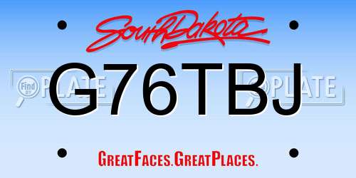 G76TBJ South Dakota License Plate