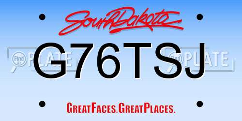 G76TSJ South Dakota License Plate