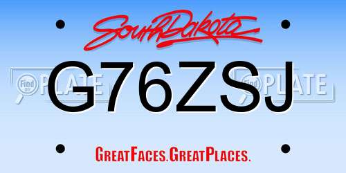 G76ZSJ South Dakota License Plate