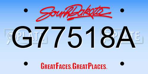 G77518A South Dakota License Plate