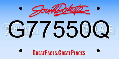 G77550Q South Dakota License Plate