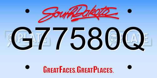 G77580Q South Dakota License Plate