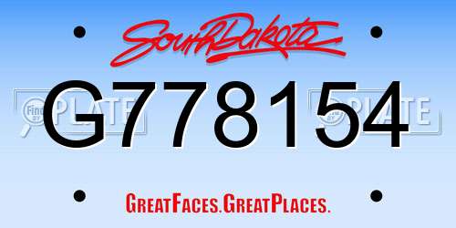 G778154 South Dakota License Plate