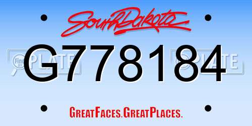 G778184 South Dakota License Plate