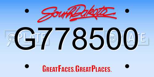 G778500 South Dakota License Plate