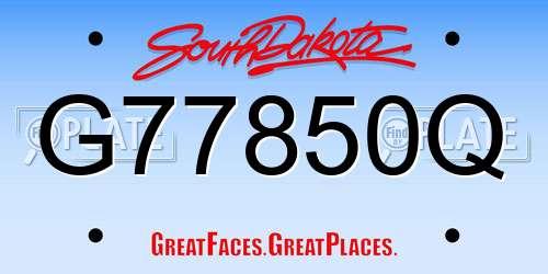 G77850Q South Dakota License Plate