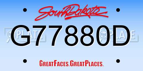 G77880D South Dakota License Plate