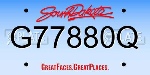 G77880Q South Dakota License Plate