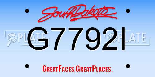 G7792I South Dakota License Plate