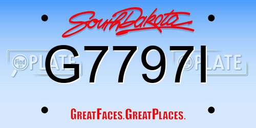 G7797I South Dakota License Plate