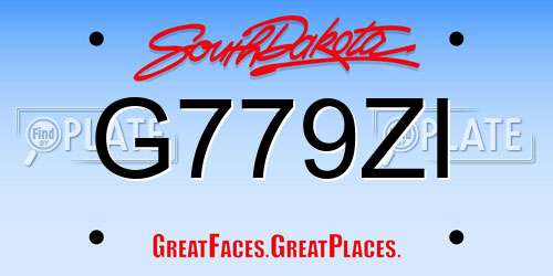 G779ZI South Dakota License Plate