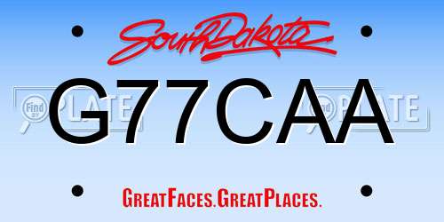 G77CAA South Dakota License Plate