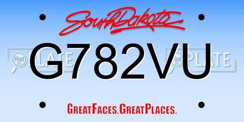 G782VU South Dakota License Plate