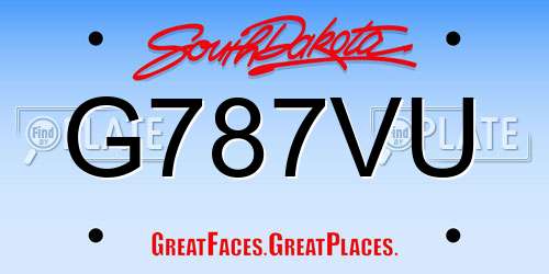 G787VU South Dakota License Plate