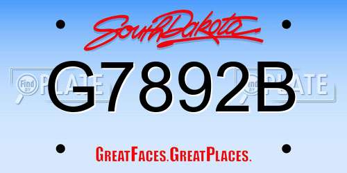 G7892B South Dakota License Plate