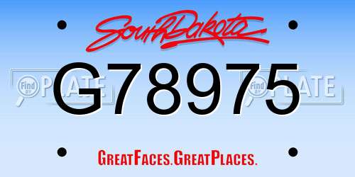 G78975 South Dakota License Plate