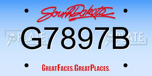G7897B South Dakota License Plate