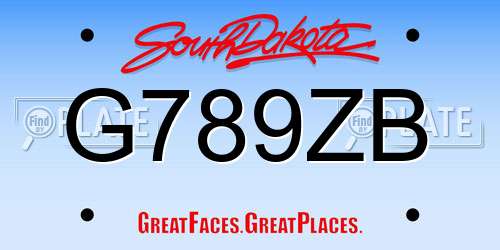 G789ZB South Dakota License Plate