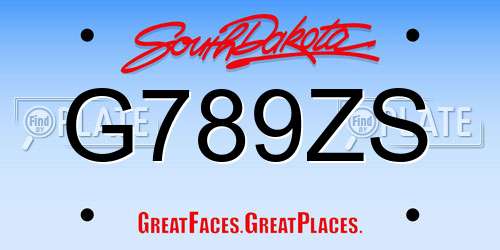 G789ZS South Dakota License Plate