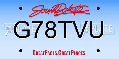 G78TVU South Dakota License Plate
