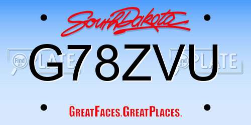 G78ZVU South Dakota License Plate
