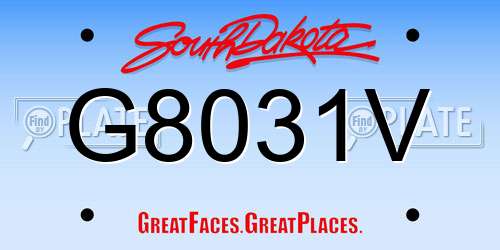 G8031V South Dakota License Plate