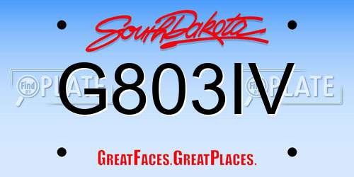 G803IV South Dakota License Plate