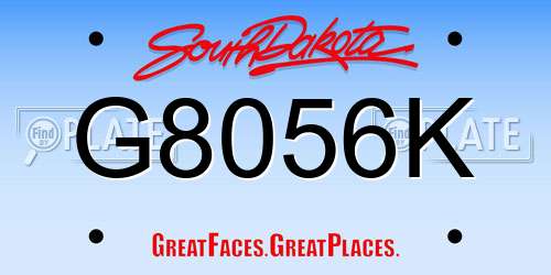 G8056K South Dakota License Plate