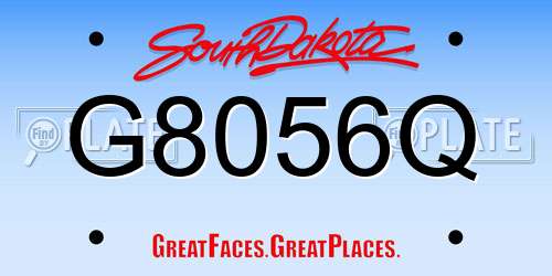 G8056Q South Dakota License Plate