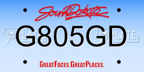 G805GD South Dakota License Plate
