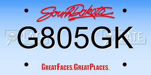 G805GK South Dakota License Plate