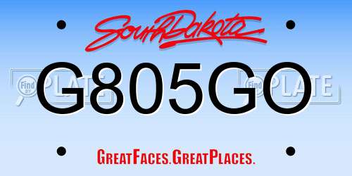 G805GO South Dakota License Plate
