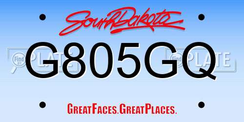 G805GQ South Dakota License Plate