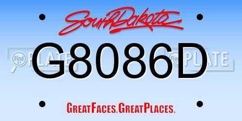 G8086D South Dakota License Plate