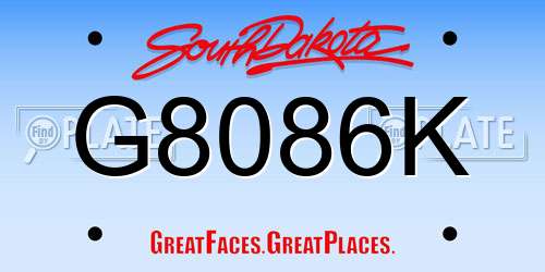 G8086K South Dakota License Plate
