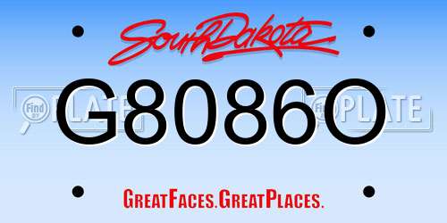 G8086O South Dakota License Plate