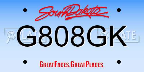 G808GK South Dakota License Plate